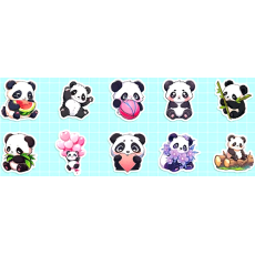 Cartoon Panda Stickers 10's - Sold Assorted